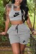 Grey Casual Print Letter O Neck Sleeveless Two Pieces
