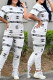 White Casual Print Letter O Neck Short Sleeve Two Pieces