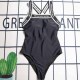 Black Sexy Sportswear Letter Backless Swimwears