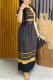 Gold Elegant Print Patchwork Letter Ribbon Collar Printed Dresses