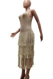 White Celebrities Solid Tassel Hollowed Out Patchwork See-through Swimwears Cover Up