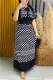 Black And White Elegant Dot Print Letter Ribbon Collar Printed Dresses