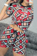 Multicolor Casual Print Letter O Neck Short Sleeve Two Pieces