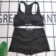Black Sportswear Simplicity Letter Patchwork Swimwears