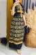 Black Gold Elegant Print Patchwork Letter Ribbon Collar Printed Dresses
