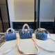 Blue Casual Street Letter Patchwork Zipper Bags
