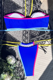 Royal Blue Sportswear Bandage Patchwork Swimwears(With Paddings)