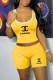 Yellow Casual Street Print Letter U Neck Sleeveless Two Pieces