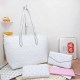 White Casual Simplicity Letter Patchwork Zipper Bags