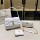 White Casual Simplicity Letter Patchwork Chains Zipper Bags