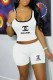 White Casual Street Print Letter U Neck Sleeveless Two Pieces