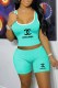Cyan Casual Street Print Letter U Neck Sleeveless Two Pieces
