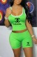 Green Casual Street Print Letter U Neck Sleeveless Two Pieces