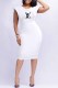 White Work Elegant Print Slit Letter Zipper Square Collar One Step Skirt Dresses