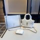 White Casual Simplicity Letter Patchwork Chains Zipper Bags