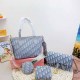 Gray Blue Casual Street Letter Patchwork Chains Zipper Bags