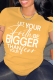 Yellow Casual Letter Print Basic O Neck T-Shirts