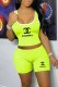Fluorescent Green Casual Street Print Letter U Neck Sleeveless Two Pieces