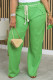 Green Casual Solid Bandage Patchwork Pocket Loose High Waist Wide Leg Solid Color Bottoms