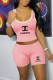 Light Pink Casual Street Print Letter U Neck Sleeveless Two Pieces