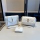 White Casual Simplicity Letter Patchwork Chains Zipper Bags