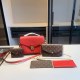 Red Casual Simplicity Letter Patchwork Chains Zipper Bags