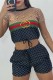 Black Casual Elegant Print Letter O Neck Short Sleeve Two Pieces