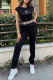 Black Casual Print Letter O Neck Sleeveless Two Pieces