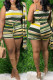 Green Sexy Casual Striped Print Basic O Neck Sleeveless Two Pieces (Without Coats)