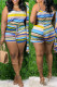 Blue Sexy Casual Striped Print Basic O Neck Sleeveless Two Pieces (Without Coats)