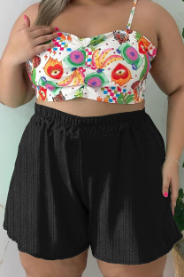 Black Casual Solid Patchwork Plus Size