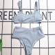 Baby Blue Sportswear Simplicity Geometric Patchwork Swimwears
