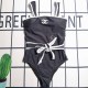 Black Sexy Simplicity Letter With Belt Swimwears