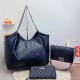 Black Casual Simplicity Letter Patchwork Chains Zipper Bags