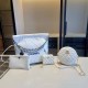 White Casual Simplicity Letter Patchwork Chains Zipper Bags