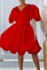 Red Elegant Solid Patchwork V Neck A Line Dresses