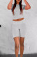 Light Gray Casual Solid Patchwork O Neck Short Sleeve Two Pieces
