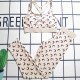 Beige Sportswear Print Patchwork Swimwears