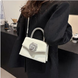 Silver Daily Solid Patchwork Zipper Bags