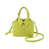 Green Casual Solid Rivets Buttons Zipper Bags