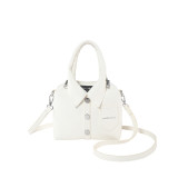 White Casual Solid Rivets Buttons Zipper Bags