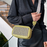 Khaki Casual Street Solid Rivets Zipper Bags