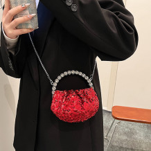 Red Daily Sequins Patchwork Bags