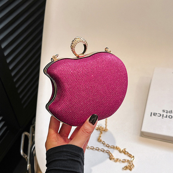 Pink Daily Simplicity Solid Asymmetrical Rhinestone Bags