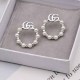 Silver Casual Simplicity Letter Patchwork Pearl Earrings
