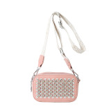 Pink Casual Street Solid Rivets Zipper Bags