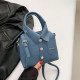 Blue Casual Solid Rivets Buttons Zipper Bags
