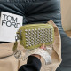 Green Casual Street Solid Rivets Zipper Bags