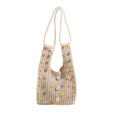 Cream White Sweet Solid Patchwork Pearl Bags