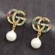 Multi-color Street Simplicity Letter Patchwork Pearl Rhinestone Earrings